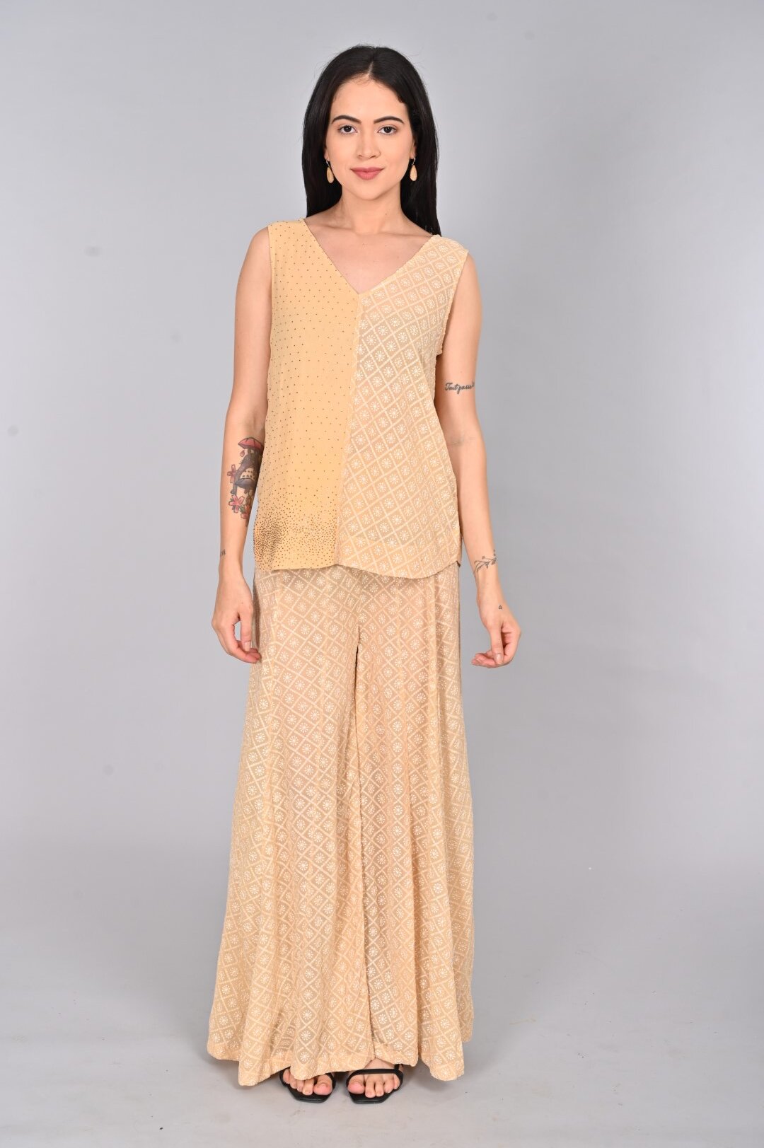 Exquisite Georgette Sharara Suit with Embellishments - Image 4
