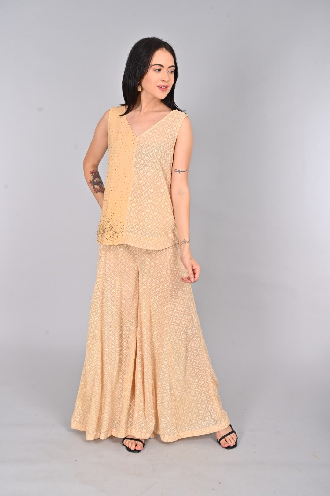 Exquisite Georgette Sharara Suit with Embellishments - Image 3