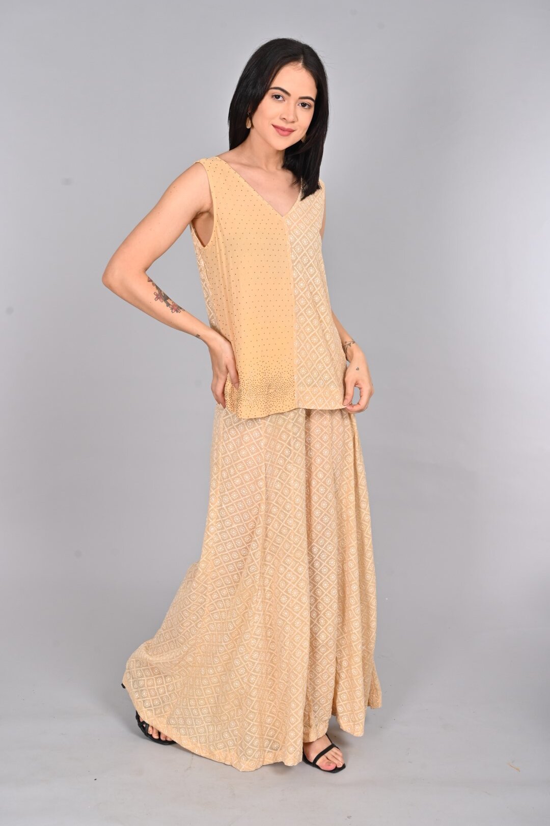 Exquisite Georgette Sharara Suit with Embellishments - Image 2