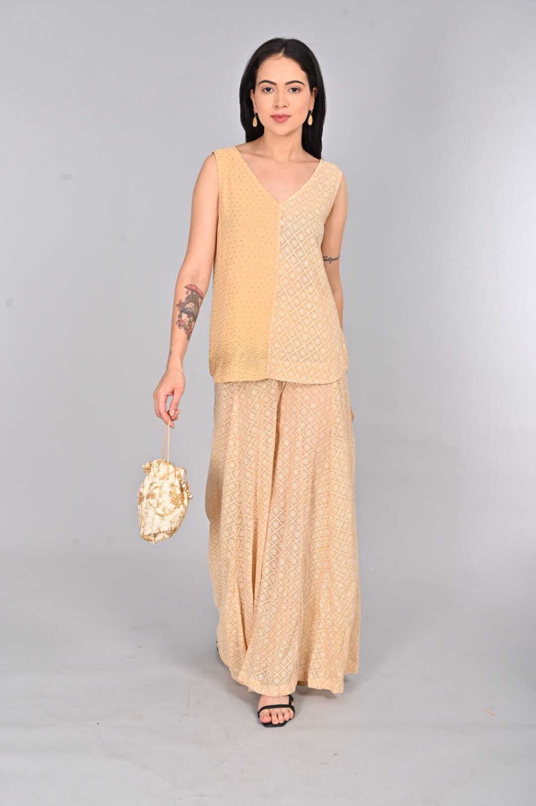Exquisite Georgette Sharara Suit with Embellishments