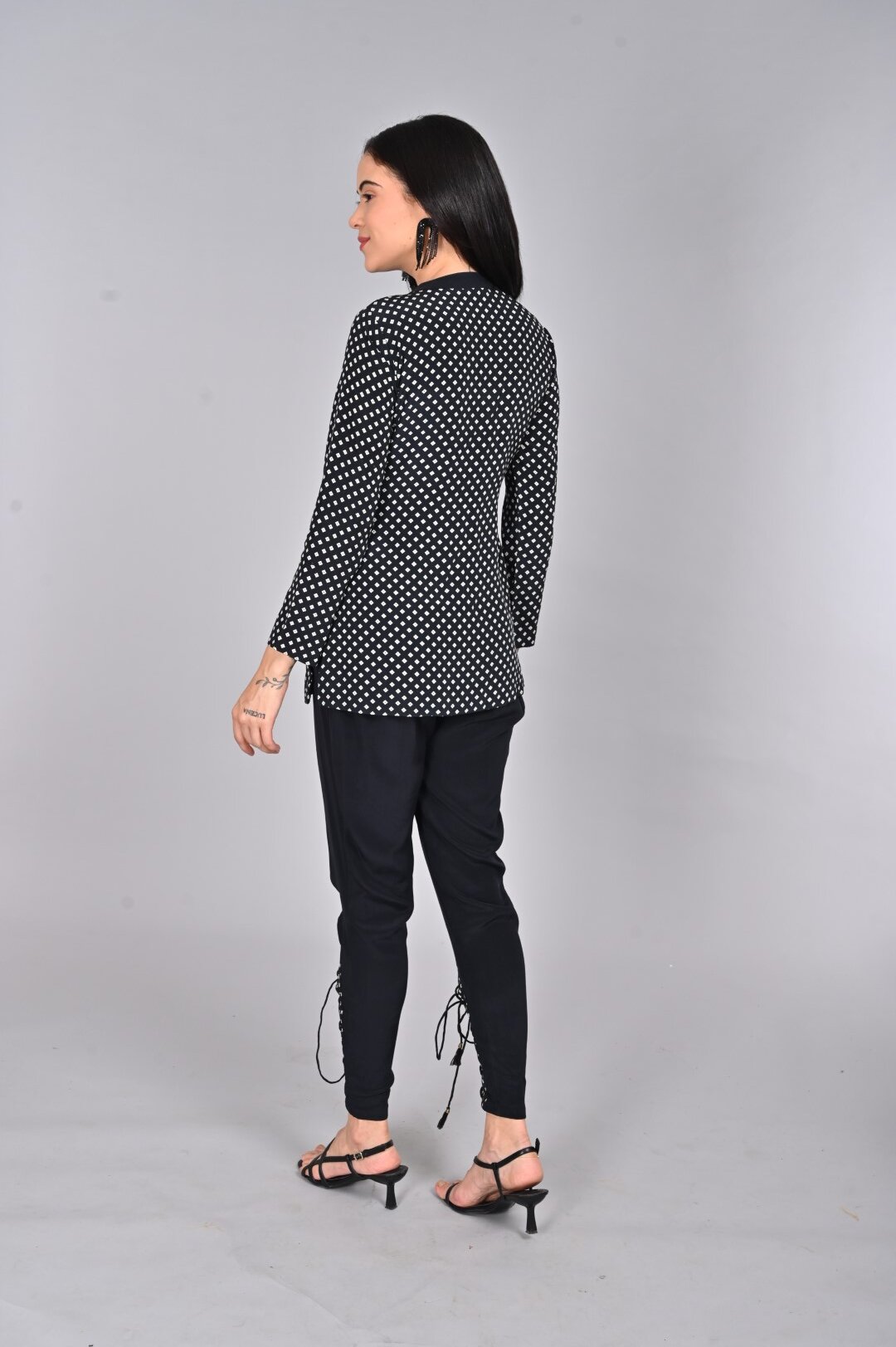 Bandhini Crepe Top with Lace-Up Front - Image 3