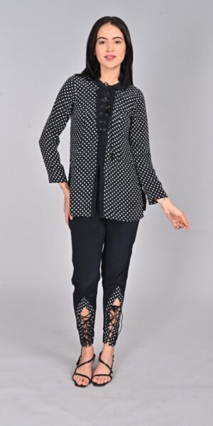Bandhini Crepe Top with Lace-Up Front