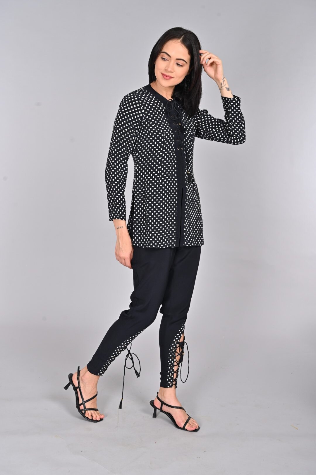 Bandhini Crepe Top with Lace-Up Front - Image 4
