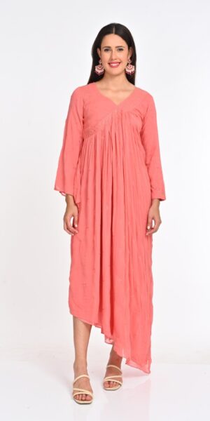 A Coral Georgette Maxi Dress: A Stylish and Comfortable Choice
