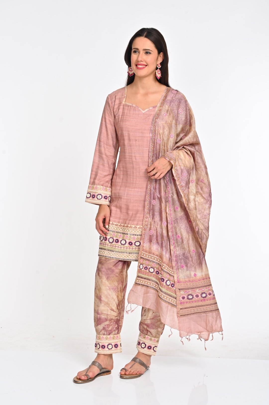 Elegant Pure Silk Tusser Kurta Set with Intricate Embroidery - Image 2