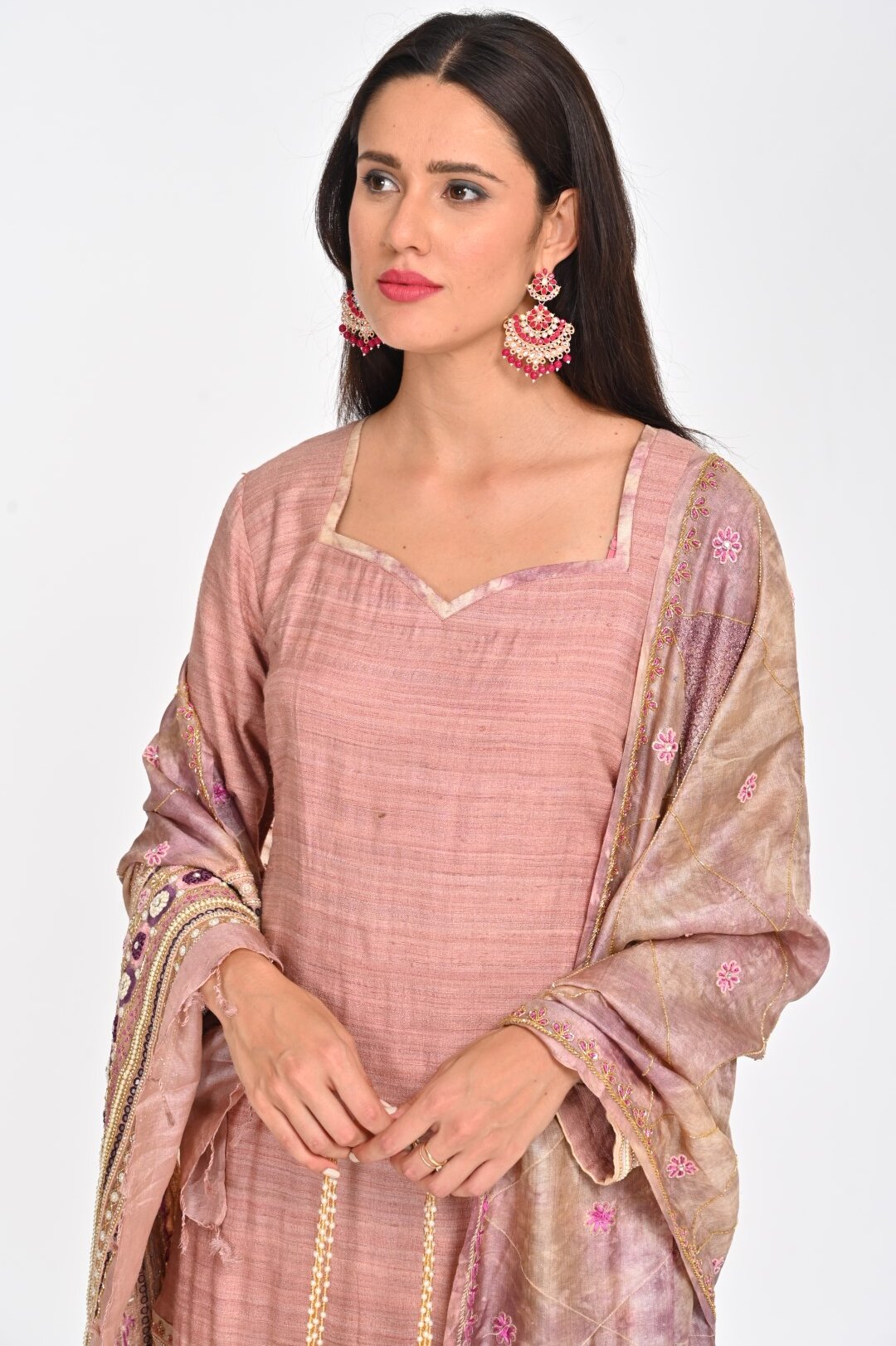 Elegant Pure Silk Tusser Kurta Set with Intricate Embroidery - Image 4