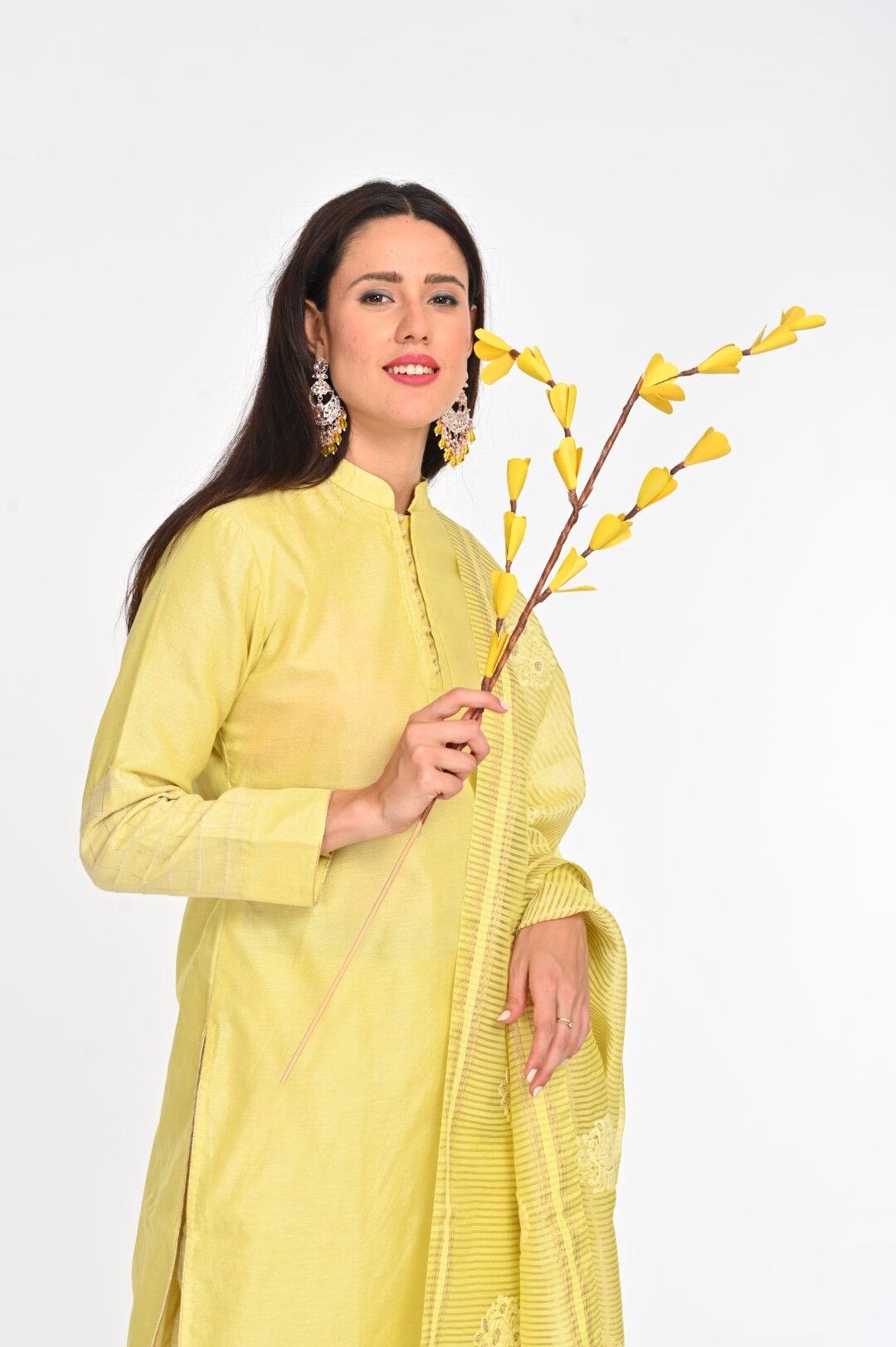 Elegant Yellow Chanderi Cotton Suit Set with Intricate Embroidery - Image 3